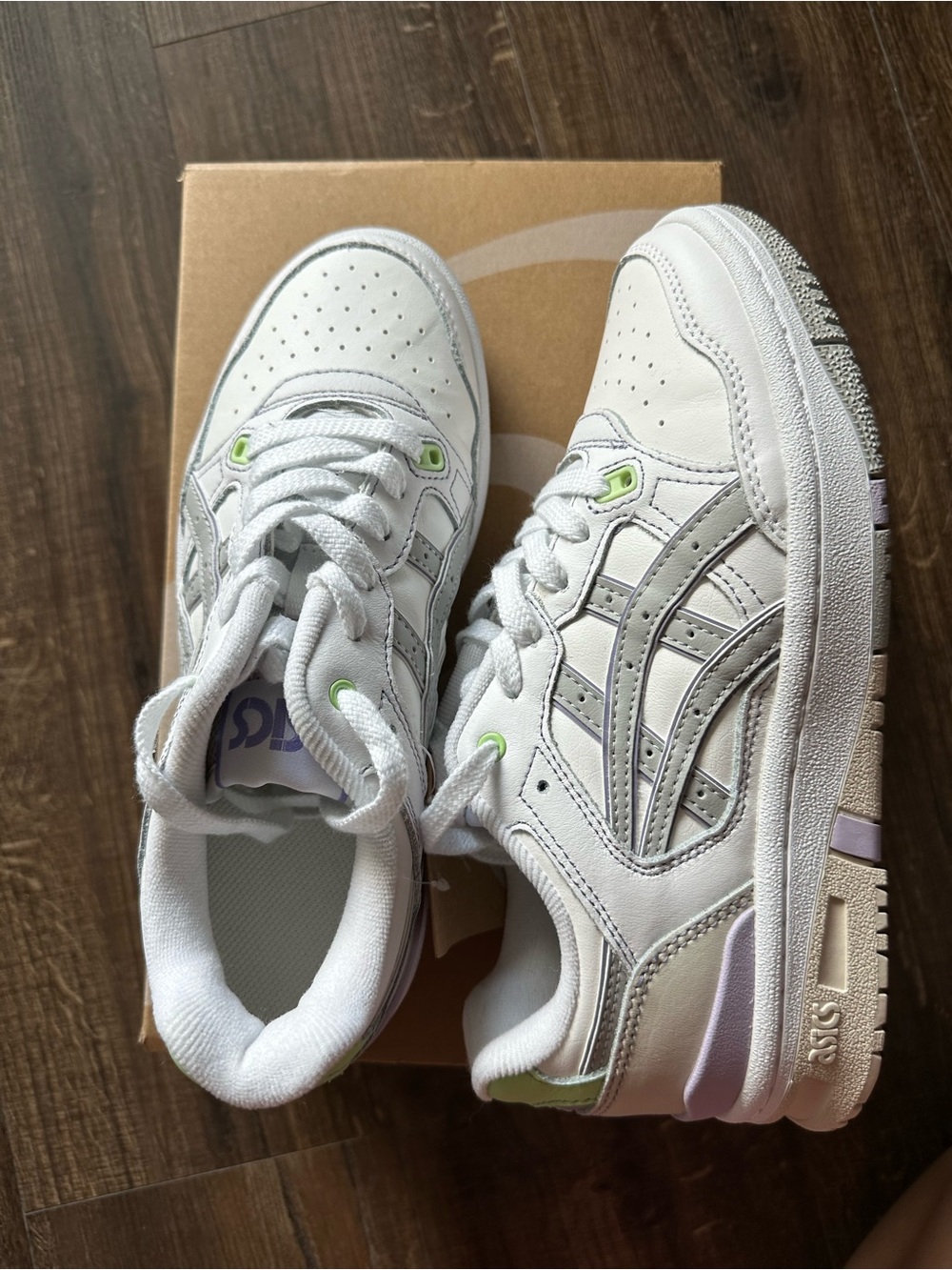 ASICS White Sneakers with Silver Logos & Lime Accents - Picture 10 of 11